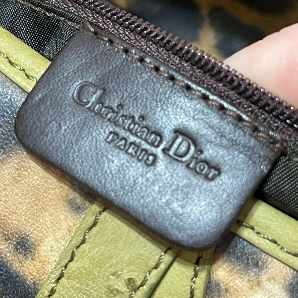 Dior Canvas & Ostrich Leather Leopard Print Saddle Bag - Picture 14 of 17